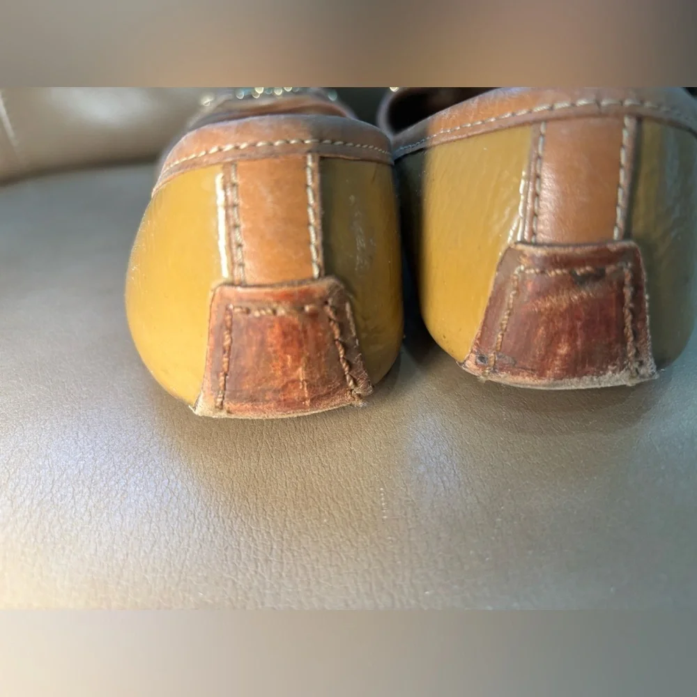 Tory Burch Tan and Gold Ballet Flats